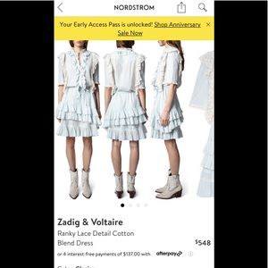 Zadig&Voltaire Ranky Lace Detail Cotton Blend Dress